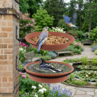 Hanging Bird Feeder with built-in Perch, Outdoor Tray for Garden Decor, Red Garden Bird Feeder for outdoor Bird Feeding and Outdoor Decor