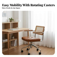 Height Adjustable Woven rear Rolling Chair Wheeled Base Rolling Desk Chair Padded padding pivot Seat Ergonomic Assistance for Home Workers, Students, Study Room, Bedroom