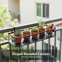 Space-Saving Hanging Railing Planter Rack Anti-Rust Balcony Shelf toolcomplimentary Installation Plant Stand sturdyDuty for Apartment Dwellers, Gardeners, Homeowners, Windowsill, Fence, Porch, Patio