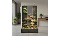 Feng Shui Water Wheel Water Feature LED Lighting Artificial Geological Feature Screen Air Humidifying Feng Shui Water Water Feature for Reception Area