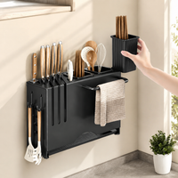 Kitchen Storage Rack, Magnetic Type, Kitchen Tool Storage, Slide-Type, Seasoning Rack, Black