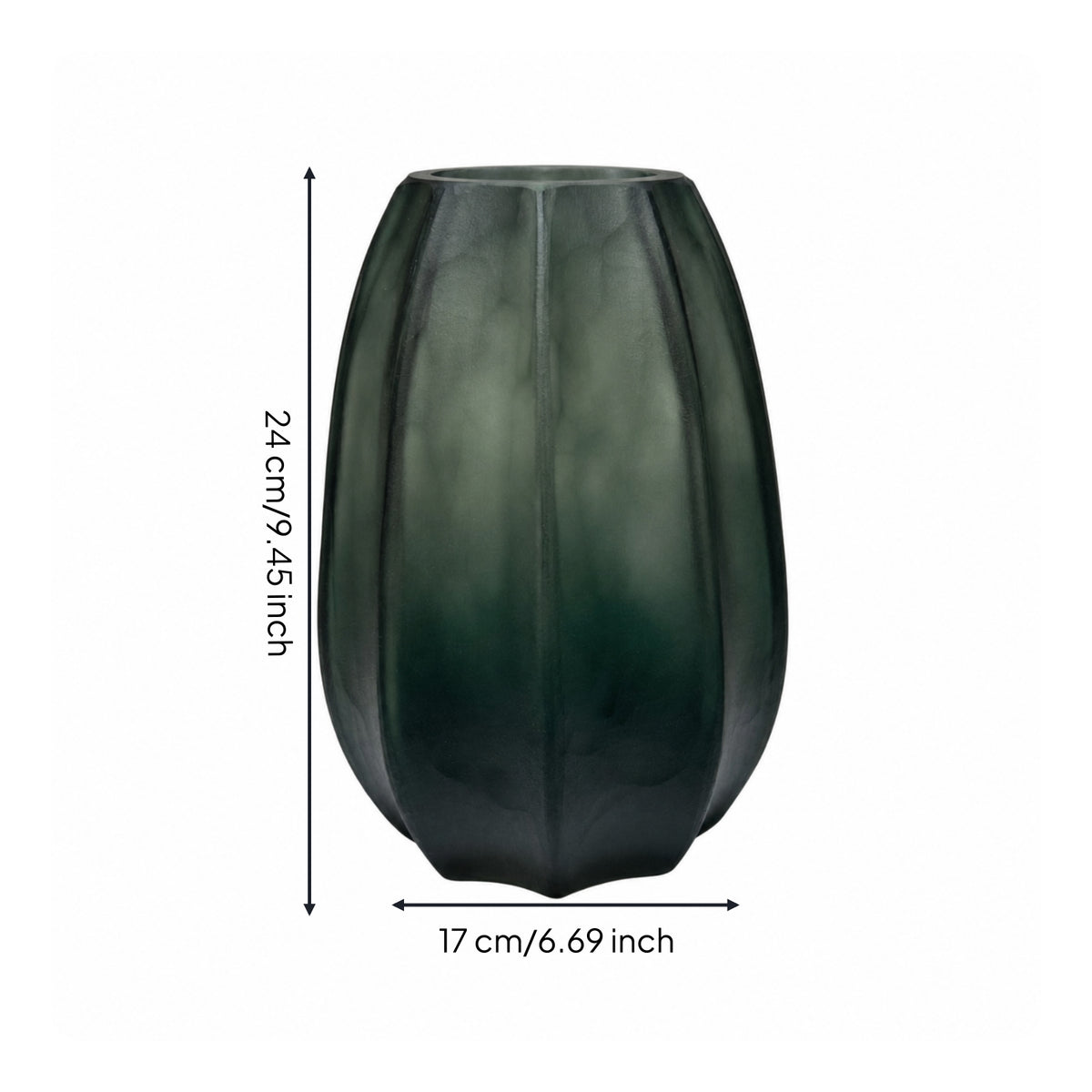 Faceted Vase Sculptural Textured Vase Translucent Flower Vessel for Decorators, Dining Table, Shelves
