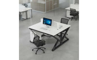 With Partitions 4-Person Office Desk Thickened Steel Frame Multi-Person Workstation Odor-Safe Office Cubicle Desk Eco-Friendly Materials for Employees, Call Contact Center, Coworking Space