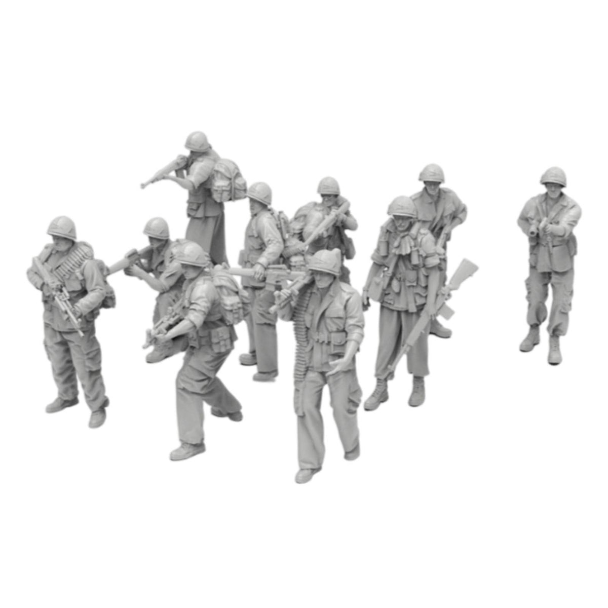 10 Pieces Unpainted Combatant Figures Gray Toy Soldiers Display Hobby Set for Hobbyists