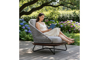 Outdoor Sofa Chair Anti-Corrosion Wood Wicker Armchair Rattan Lounge Chair Woven Rope Design Villa Design for Garden, Balcony