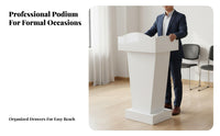Stable Base Reception Host Stand Long-Lasting Construction Floor Standing Lectern Wide Top Surface Floor Standing Podium Wear-Resistant for Presenters, Lecturers, Lecture Halls, Classrooms, Auditoriums, Auditorium