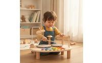 Wooden Music Station Tabletop Percussion Board Sensory Toy with Wind Chimes Educational for Toddlers, Kids, Playroom, Nursery