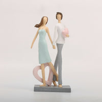 Couple Figurine Carved Statue with Heart Textured Heart Sculpture for Shelf, Bedroom