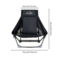 Portable Camping Recliner Wide Backrest Folding Lounge Chair Aluminum Alloy Frame Folding Camp Chair for Fishing, Barbecue