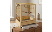 White Freestanding Bird Enclosure Splash Guard Wire Bird Enclosure Ventilated Pet Housing Sturdy