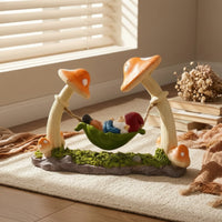 Gnome Statue with Swing Whimsical Gnome in Swing Figurine Hand-Painted Decoration Waterproof for Gardeners, Flower Bed