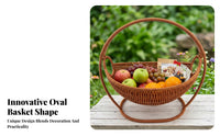 Oval Wicker Basket Breathable Rattan-Look Woven Basket Warm Beige