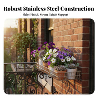 Space-Saving Railing Planter Holder Adjustable fasteners Plant Stand Multi-Functional Hanging Shelf Easy to Install for Apartment Dwellers, Gardeners, Homeowners, Balcony, windowsill, Patio, Porch