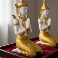 2 Pieces Kneeling Buddha Statue Southeast Asian Style Southeast Asian Buddha Statue Meditation Ornamental Piece House Ornament for Restaurant