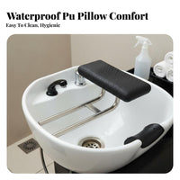 Pull-out Design Shampoo Bed Pillow Stainless Steel Frame Hair Washing Pillow Waterproof for Hairdressers, Home Users, Barbershops, Spa, Spas