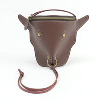 Bull Shaped Head Waist Bag Versatile PU Leather Belt Pouch Retro Design Fanny Pack for Casual Outings