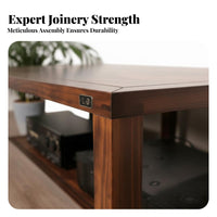 Solid Wood Audio Rack Sturdy Structure Wooden Amplifier Stand Heavy Duty High-Fidelity Equipment Cabinet for Audiophiles, Home Theater Enthusiasts