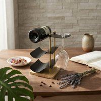 Decorative Bottle Display Stand Vintage Freestanding Beverage Stand Artistic 3-Bottle Beverage Rack for Entryway, Dining Room