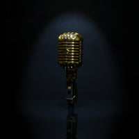 Chrome-Finish Vintage Mic with Stand Mount Compact Retro Mic Adjustable-Angle Mic Handheld for Performers