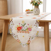 Easter Table Runner, Easter Egg Table Decoration Oil-Resistant Embroidered Table Runner Vintage Design Easter Placemat for Party Hosts, Homeowners, Kitchen