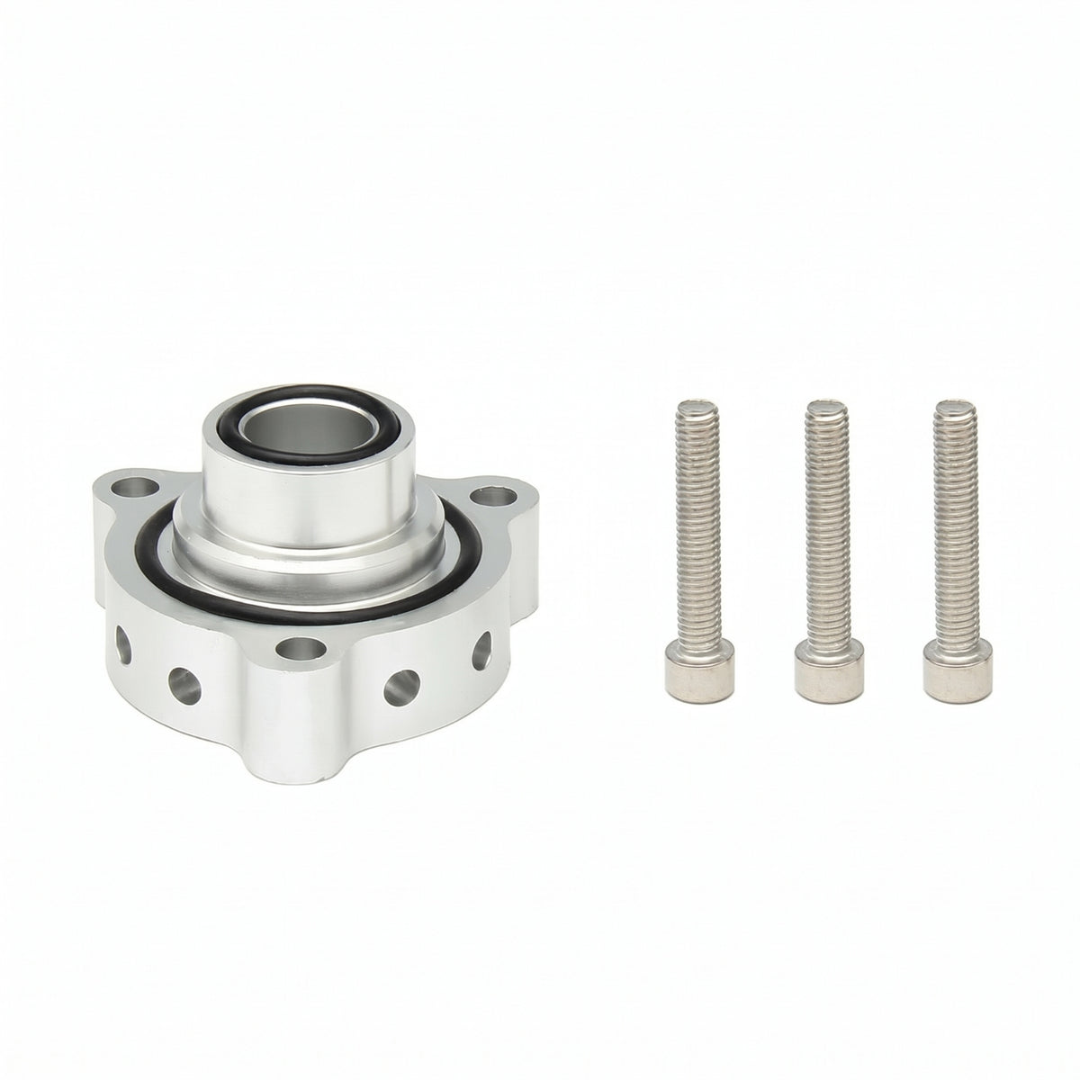 Aluminum Alloy Blow-off Valve Base with O-Rings CNC-Machined Blow-off Valve Adapter Silver BOV Adapter Sturdy for Mechanics