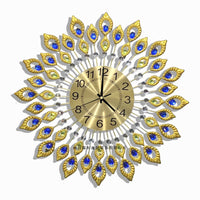 Metal Peacock Wall Clock with Starry Sky Design, Silent Sweep Movement