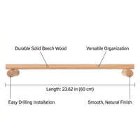 Bedroom Hook Rack Crafted from Solid Beech Wood for Home Organization, 4 Coat and Key for Wall