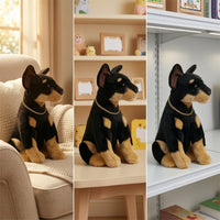 Doberman Stuffed Realistic Doberman Stuffed Animal Stuffed Dog with Collar Lifelike Soft for Children, Room Decor, Desk Display