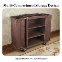 Housekeeping Trolley Cart Multi-Functional Janitorial Push Cart Multifunctional Industrial Cleaning Trolley for Housekeepers, Guest Rooms, Hospital