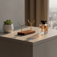 Bracelet Display Stand Metal Bracelet Stand with Wooden Base Bangle Holder Gold-Tone Jewelry Organizer Double-Fork