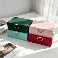 Dustdustproof Jewelry Storage Box Rectangular Jewelry Box with Tray Hard-Sided Detachable for Women, Travelers, Dresser, Vanity, Travel