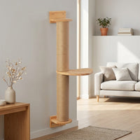 Wooden Cat Scratcher Wall Mounted Toy Accessory, Vertical Scratch Pad for Indoor Cats, Space Saving Large Scratching Surface and Play Surface