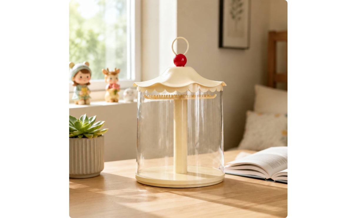 Doll Display Case with Hanging Space-Saving Loop-Saving Charm Display Box with Central Post Vertical Collectibles Case for Dresser