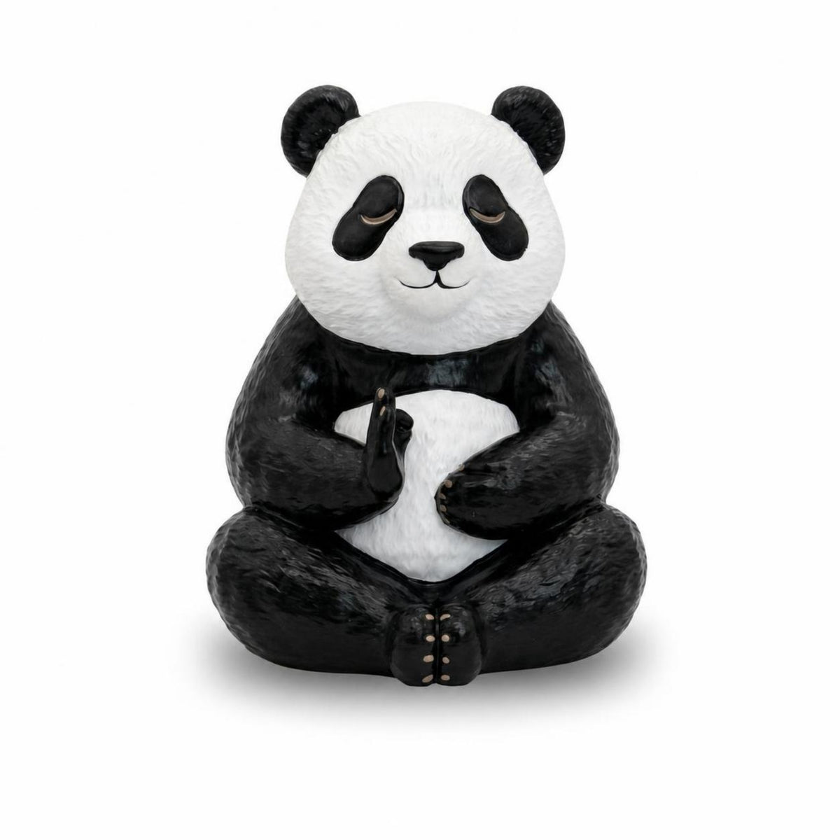 Resin Pandas Figurine Compact Desk Ornament Hand-Painted for Meditation Corner