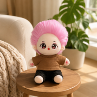 Cotton Doll Short Sleeve T-Shirt for 10/15/20cm Plush Dolls, Customizable with Pattern/LOGO for Concerts