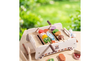 Wooden Barbecue Toy Grill Storage Friendly Play Barbecue Set with Skewers Compact Toy Grill for Playroom