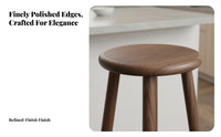 Japanese Design Backless Round Top Stool Minimalist Design Bar Chair Solid Construction Household Furniture Built-in Footrest for Homeowners, Adults, Kitchen Island, Dining Room, Cafe, Restaurant