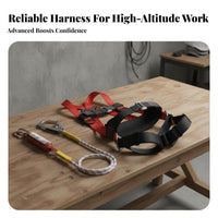 5-Point Fall Arrest Harness High-Strength Polyester Full Body Harness Heavy-Duty Alloy Steel Buckles Personal Guarding Equipment for Roofers