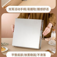 无磁特厚不锈钢糕盘方形盘带盖托盘平底蒸糕豆腐大号储物收纳盒