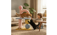 Cat with Track Balls Vertical Cat Climber with Scratching Surface Indoor Furniture for Small Apartments, Living Room