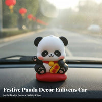 Good Fortune Symbol Chinese New Year Car Charm Easy to Hang Cartoon Panda Car Ornament for Drivers, Women, Office, Christmas Tree