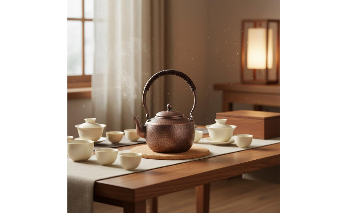 Large Capacity Copper Tea Kettle Open Flame Safe Handmade Copper Tea Pot Retro Design Drinkware