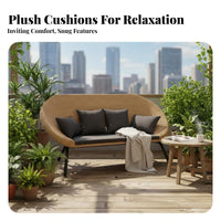 3 Pieces Handwoven Design 3-Piece Wicker Patio Set All-Weather Woven Armchair and Table Set Washable Cushions Outdoor Furniture Waterproof for Homeowners, Couples, Hospitality Business Owners, Balcony, Courtyard, Garden, Backyard