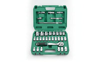 Steel Ratchet Socket Wrench Tool Kit Portable Socket Wrench Set with Case Compact Mechanics Tool Set Sturdy for Garage