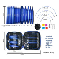 Blue Aluminum Alloy Circular Knitting Needle Set for DIY Craft