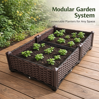 6-Pack Planter Box Set 40cm Rattan Outdoor Planters for Balcony, Large Planters for Outdoor Plants Indoor , Deck Flower Boxes for Vegetables Herbs