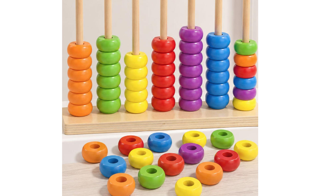 Bead Counting Frame Classic Wooden Abacus Counting Frame with Beads Freestanding Bead Abacus Smooth for Preschoolers, Preschool