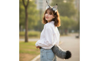 2 Pieces Animal Ears and Tail Faux Hair Feline Ears Headband with Tail Versatile for Cosplayers