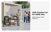 With Wheels Mobile Vending Trolley Easy Storage Foldable Market Cart Large Capacity Collapsible Display Rack Heavy Duty for Street Vendors, Small Business Owners, Homeowners, Outdoor Markets, Temporary Shops, Kitchen, Pantry