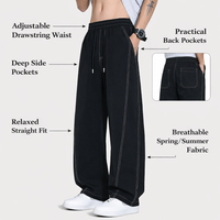 Mens Trousers with Elastic Waist for Daily Wear, Casual in Wrinkle Resistant Material, Straight Leg Loose Fit Pants, Plus Size